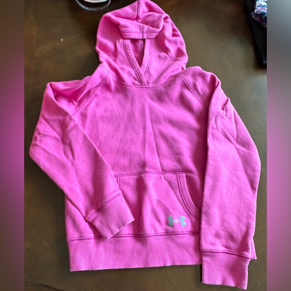 Under Armour Girls Pink Hoodie Sweatshirt, Sz YMD Youth Medium, All Season Gear‎